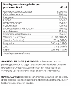 Zinzino Boozt voedingswaarde tabel